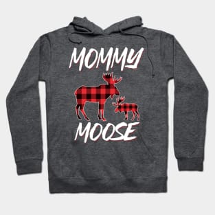 Red Plaid Mommy Moose Matching Family Pajama Christmas Gift Hoodie